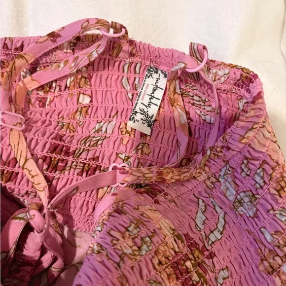 Free People Heat Wave Printed Pink Maxi Floral Dress Size XS - Picture 8 of 9